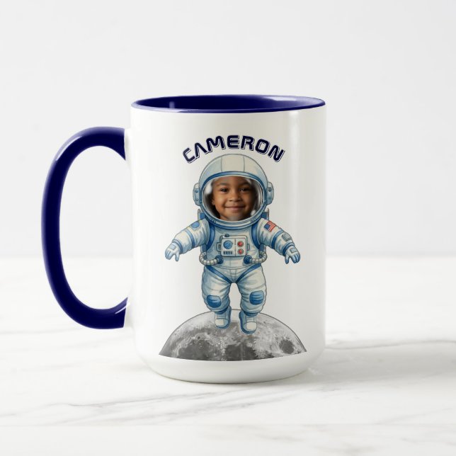 Astronaut Photo Outer Space Moon Kids Mug (Left)