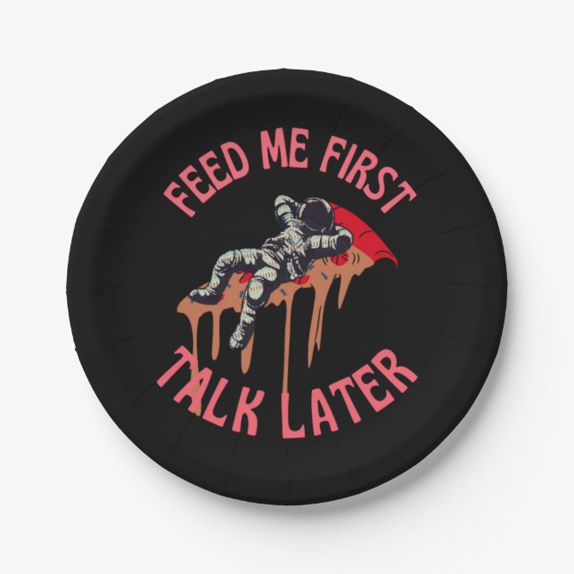 Astronaut Pizza Space Funny  Paper Plate (Front)