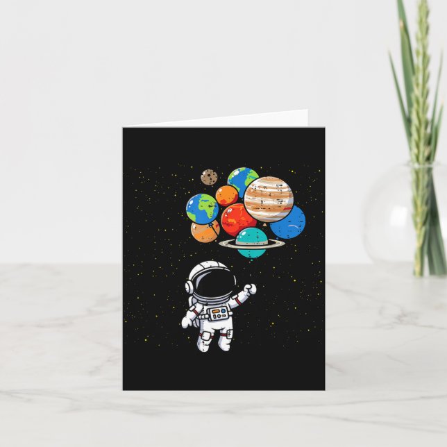 Astronaut Planet Balloons Cute Space Galaxy Boys G Card (Front)
