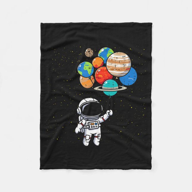 Astronaut Planet Balloons Cute Space Galaxy Boys G Fleece Blanket (Front)
