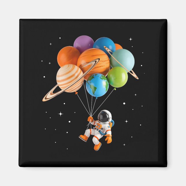 Astronaut Planet Balloons Solar-system Space Kids  Magnet (Front)