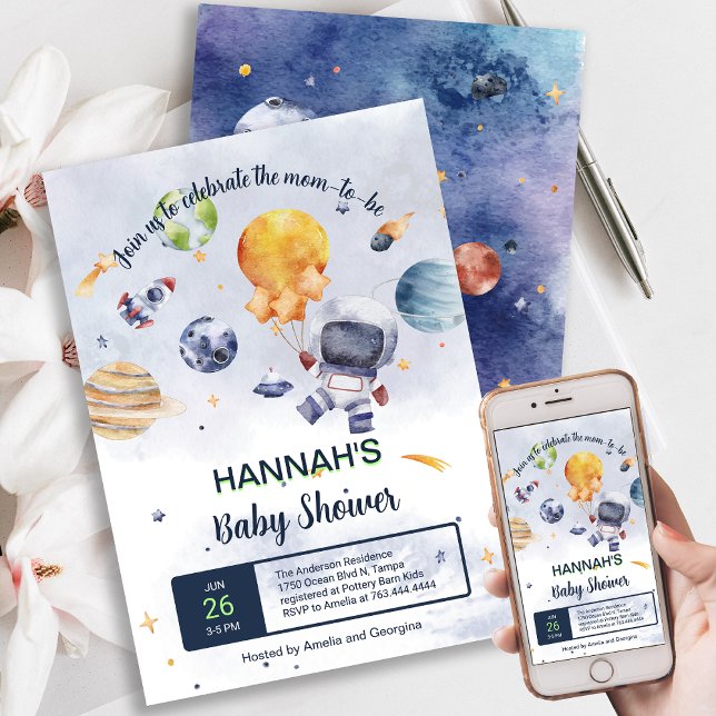 Astronaut Planet Outer Space Baby Shower Invitation (Astronaut Planet Outer Space Baby Shower Invitation)
