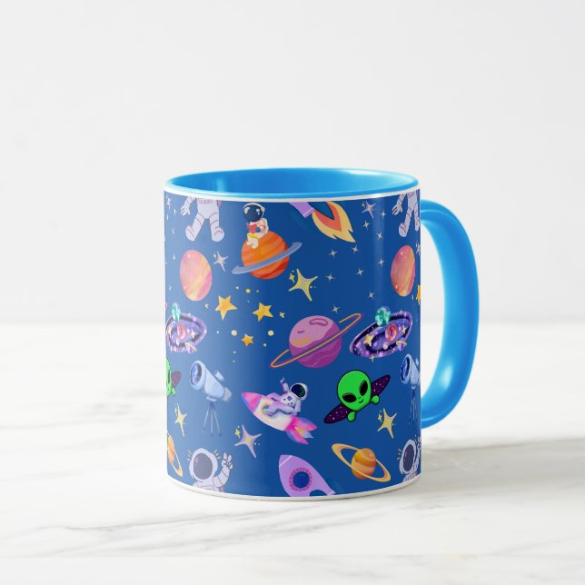 Astronaut Planet Rocket Pattern  Mug (Front Right)