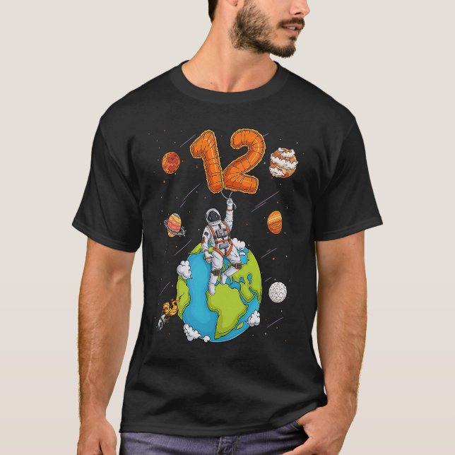 Astronaut Planet Space 12 Twelve Years Old 12th Bi T-Shirt (Front)