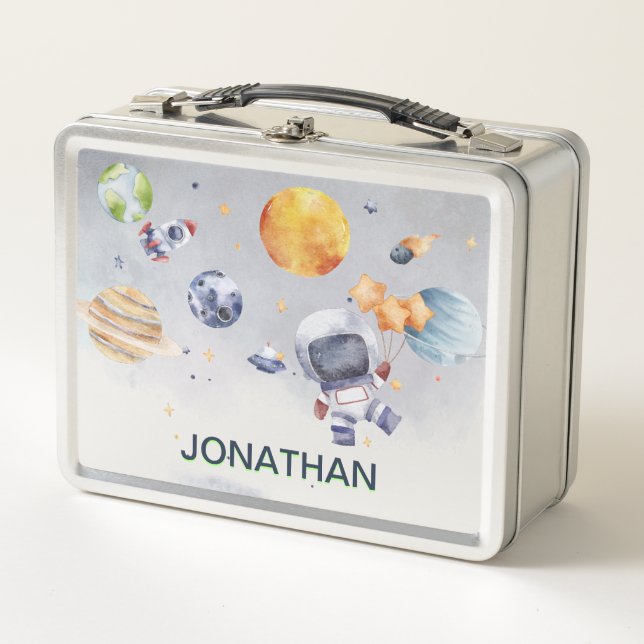 Astronaut Planet Space Kids  Metal Lunch Box (Front)