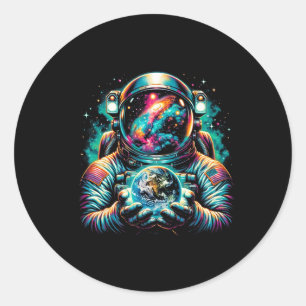 Astronaut Planets Astronaut Science Space Cosmic E Classic Round Sticker
