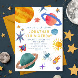 Astronaut Planets Space Boy  Birthday Invitation<br><div class="desc">Astronaut Planets Space Boy  Birthday</div>