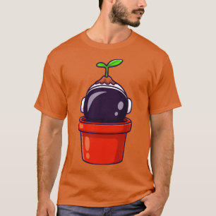 Astronaut Plant In Pot Cartoon T-Shirt