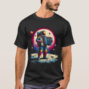 Astronaut Playing Accordion in Space Accordion T-Shirt