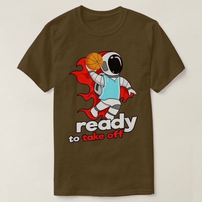 Astronaut Playing Basketball Dunking T-Shirt (Design Front)