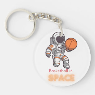 Astronaut playing basketball in Space tee Key Ring