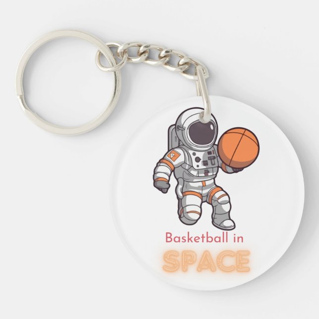 Astronaut playing basketball in Space tee Key Ring (Front)