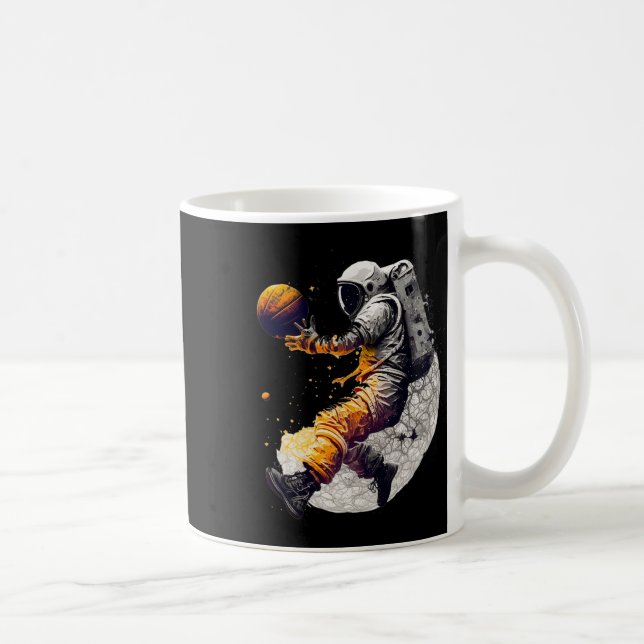 Astronaut Playing Bysketbyll  Coffee Mug (Right)