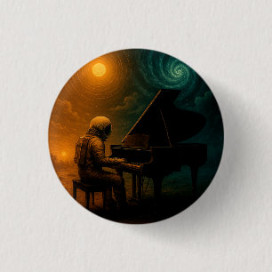 Astronaut Playing Piano in Split Reality - Surreal 3 Cm Round Badge
