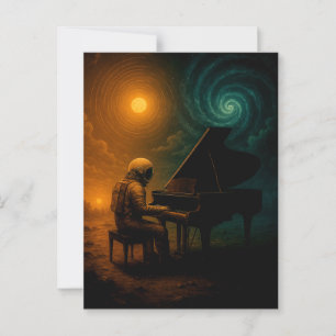 Astronaut Playing Piano in Split Reality - Surreal Postcard