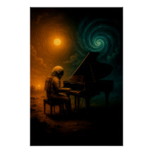 Astronaut Playing Piano in Split Reality - Surreal