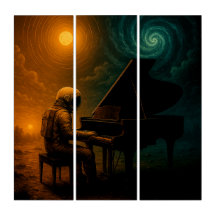 Astronaut Playing Piano in Split Reality - Surreal