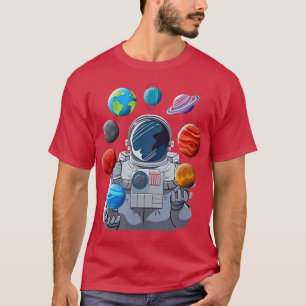 Astronaut playing planets solar system  T-Shirt