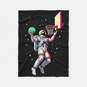 Astronaut Playing Sketll Planets Outer Space 1 Fleece Blanket