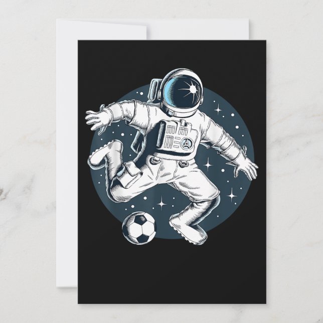 Astronaut Playing Soccer in Outer Space Graphic Save The Date (Front)