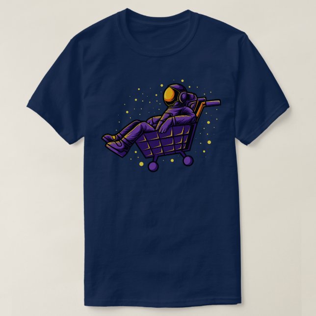 Astronaut Playing Trolley Funny T-Shirt (Design Front)