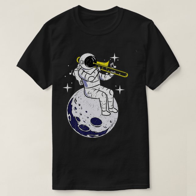 Astronaut Playing Trombone Vintage  T-Shirt (Design Front)