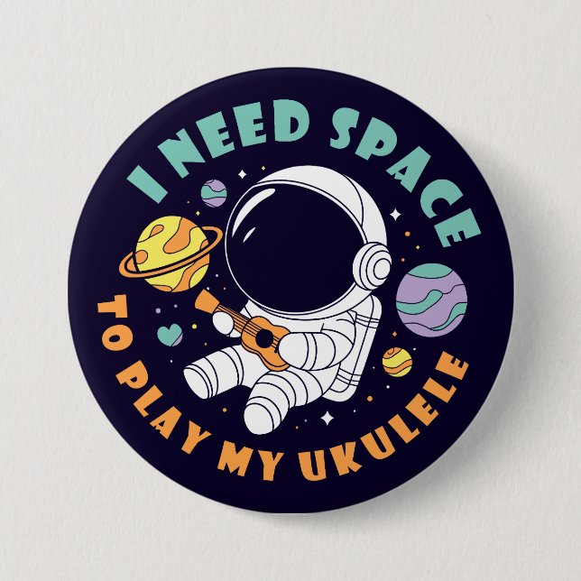 Astronaut Playing Ukulele in Space 7.5 Cm Round Badge (Front)