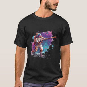 Astronaut Plays Baseball In Space Suit Colourful T-Shirt