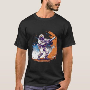 Astronaut Plays Baseball In Space Suit Costume For T-Shirt
