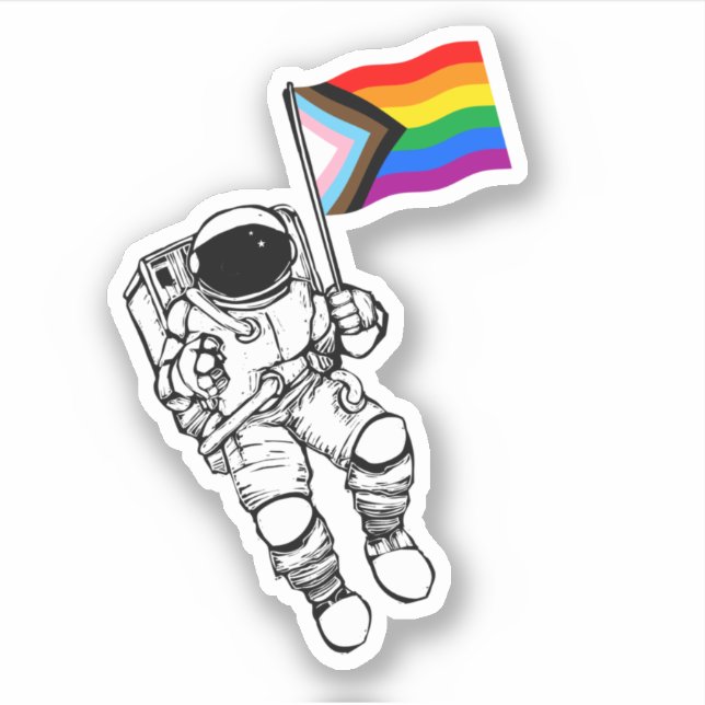 Astronaut Progress Pride Flag Sticker (Front)