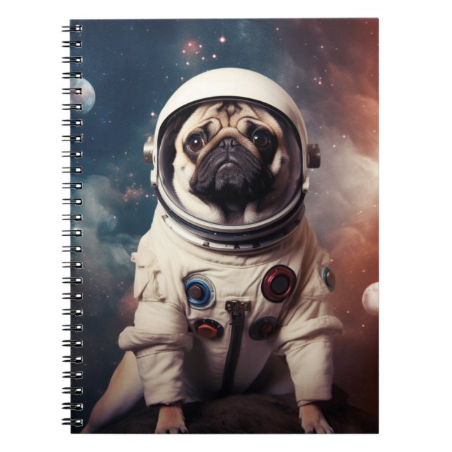 Astronaut Pug Kids School Notebook (Front)