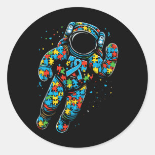 Astronaut Puzzle Autism Awareness Autistic Womens  Classic Round Sticker