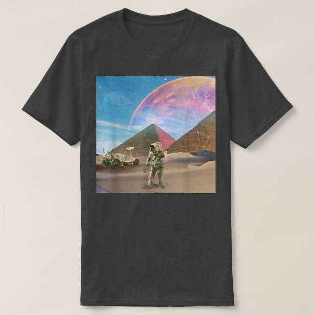 Astronaut Pyramids Outer Space Universe Surreal  T-Shirt (Design Front)