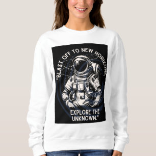 ASTRONAUT QUOTE , BLAST OFF TO NEW HORIZON SWEATSHIRT