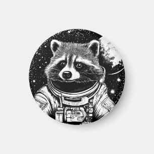 Astronaut racoon magnet
