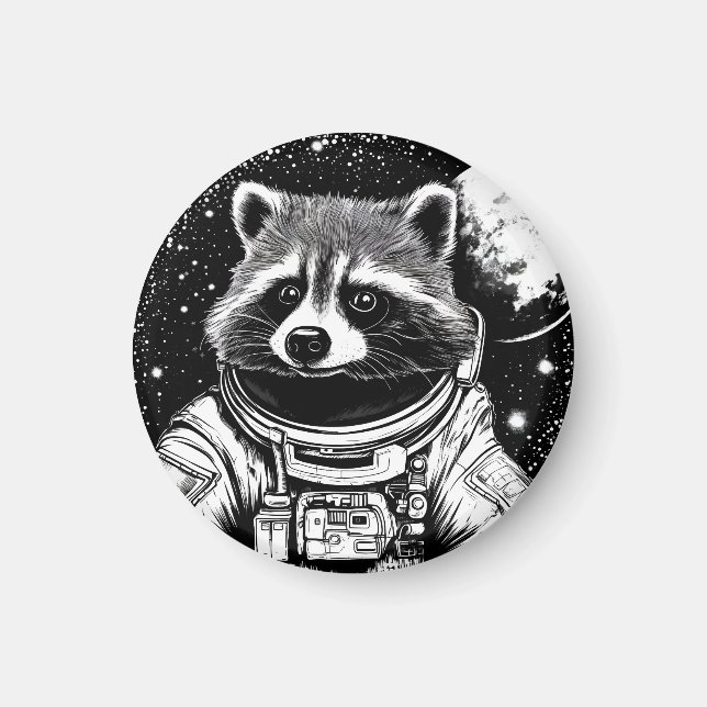Astronaut racoon magnet (Front)