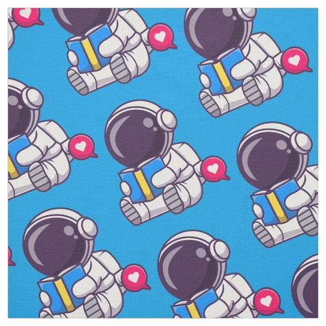 Astronaut reading book cute kids fabric (Swatch)