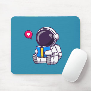 Astronaut reading book cute kids mouse mat