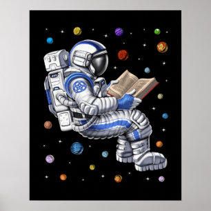 Astronaut Reading Book Poster