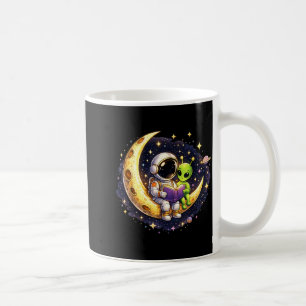 Astronaut Reading Book to Alien Moon Space Coffee Mug