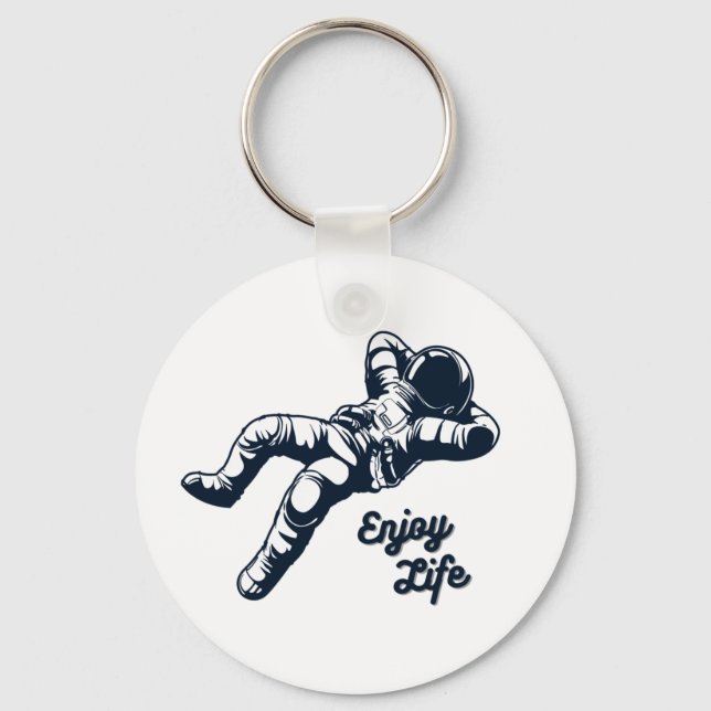 Astronaut Relaxing In The Space Gifts Space Lover  Key Ring (Front)