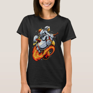 Astronaut rides fiery spaceship T-Shirt