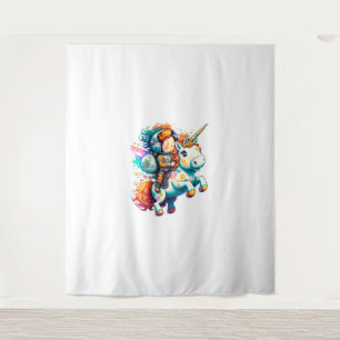 Astronaut riding a Cute Colourful Unicorn Tapestry