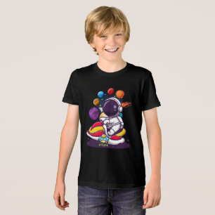 Astronaut Riding a Futuristic Space Bike Tri-Blend Shirt