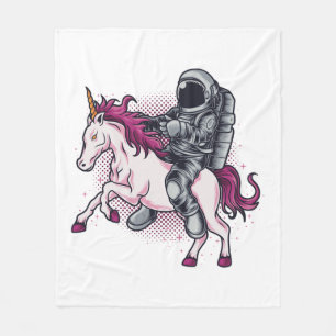 Astronaut riding a pink Unicorn T-shirt Hat1 Fleece Blanket
