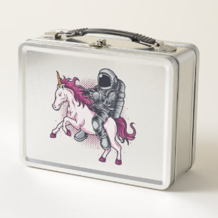 Astronaut riding a pink Unicorn T-shirt Hat1 Metal Lunch Box