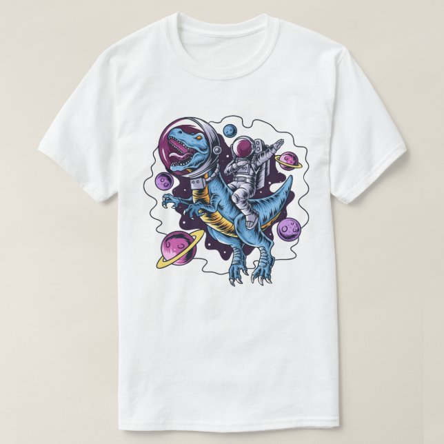 Astronaut Riding a T-Rex T-Shirt (Design Front)