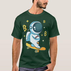Astronaut Riding Bitcoin Skateboard Cryptocurrency T-Shirt