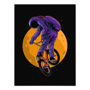 Astronaut Riding Bmx Bike On The Moon Halloween Photo Print