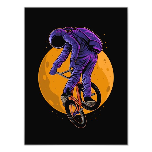 Astronaut Riding Bmx Bike On The Moon Halloween Photo Print (Front)